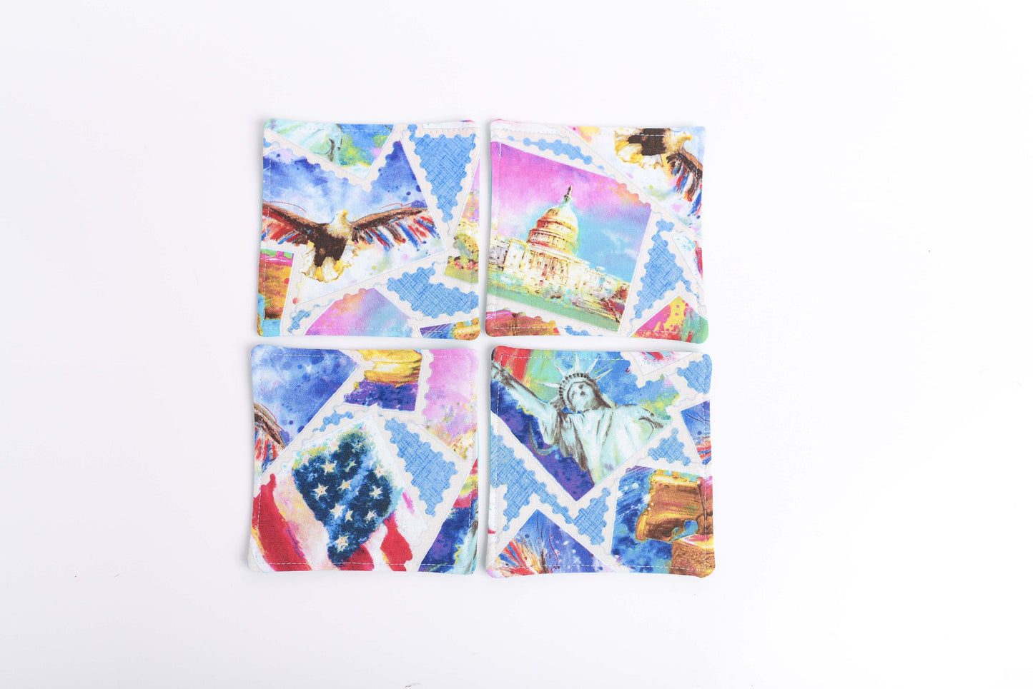Americana Patriotic Fabric Coasters- Set of 4