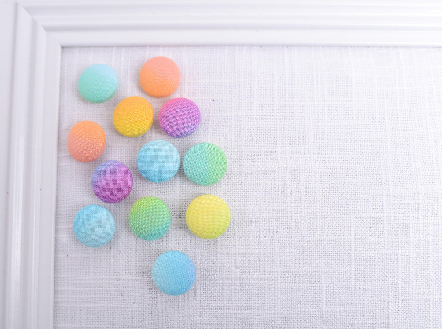 Ombre Rainbow Fabric Button Push Pins- Set of 12
