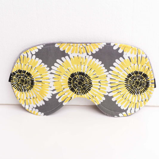 Gray and Yellow Floral Sleep Mask with Soft Minky Backing