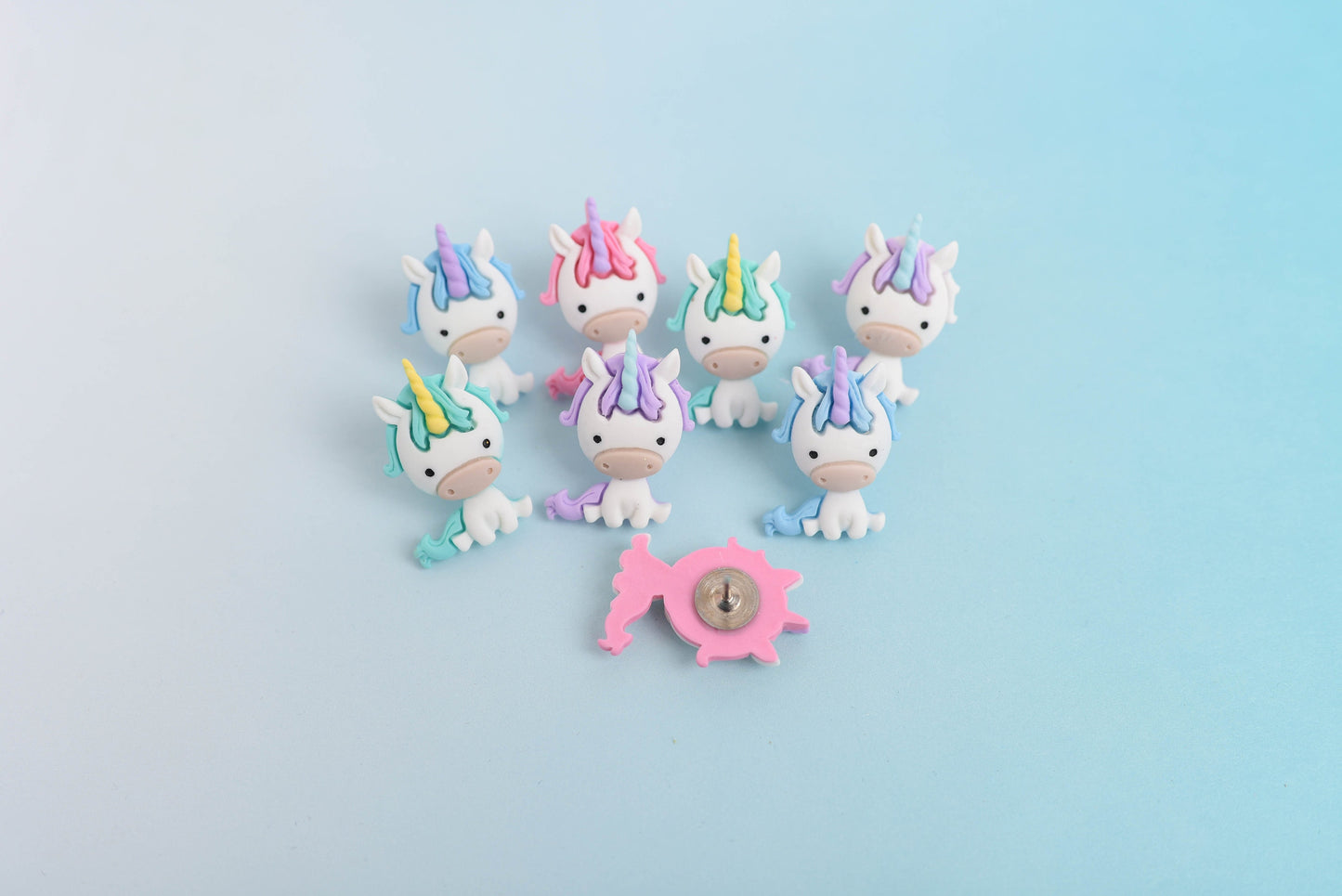 Rainbow Unicorn Push Pins OR Magnets- Set of 8