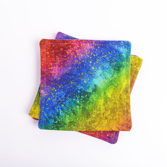 Ombre Grunge Rainbow Fabric Coasters- Set of 4