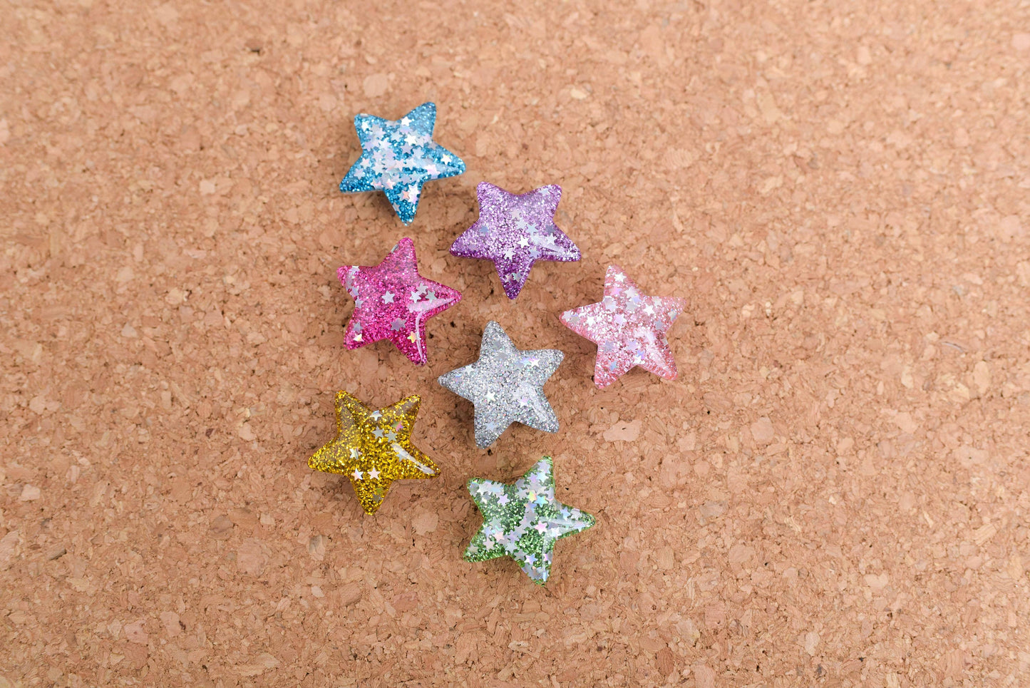 Glitter Star Push Pins- Set of 7