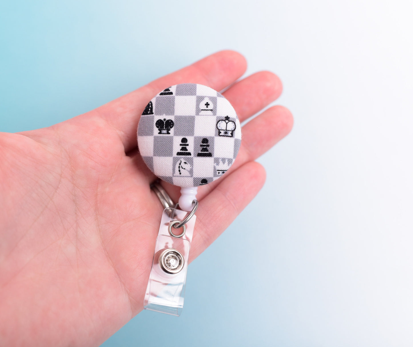 Chess Fabric Button Badge Reel