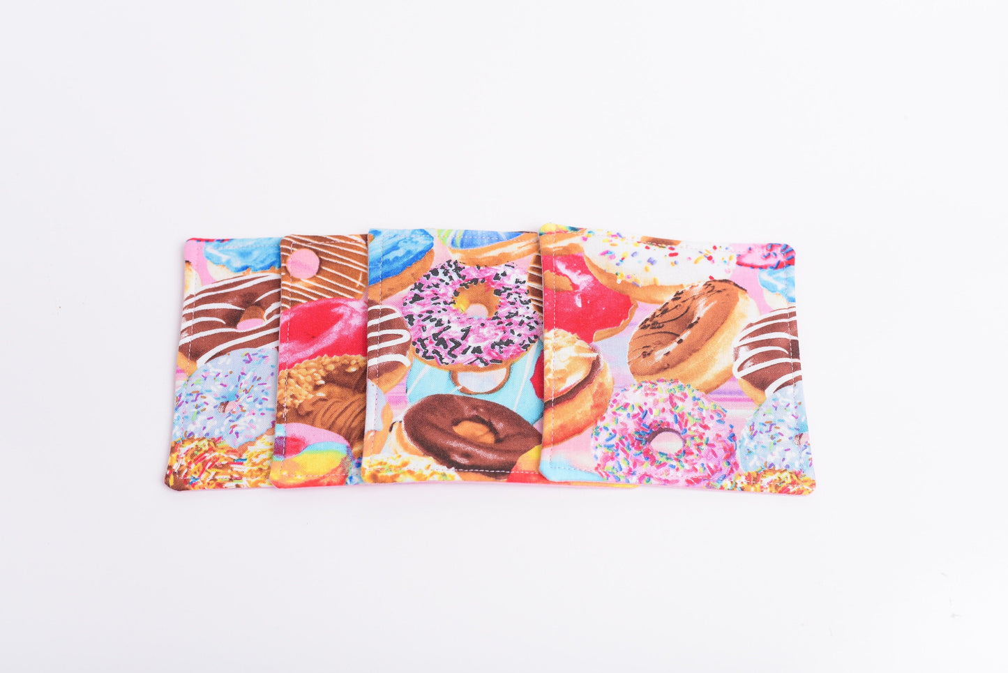 Colorful Donut Fabric Coasters- Set of 4