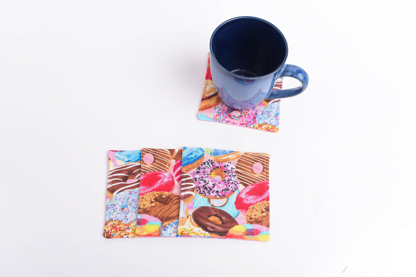 Colorful Donut Fabric Coasters- Set of 4