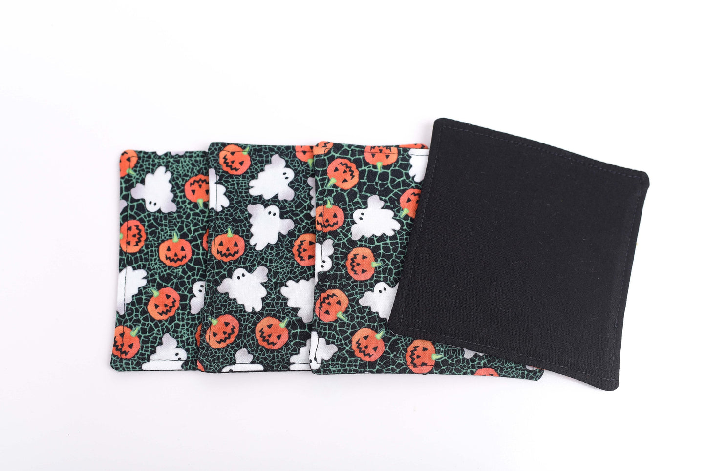Jack O Lantern Halloween Cloth Coasters- Set of 4