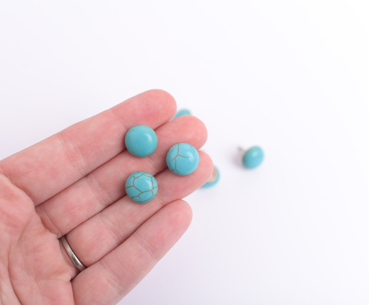 Mini Turquoise Push Pins, Set of 15