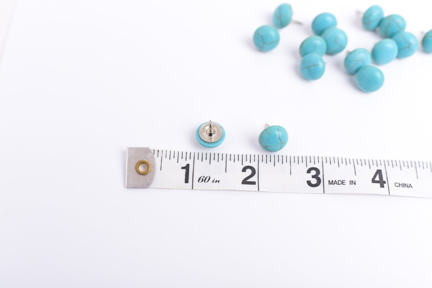 Mini Turquoise Push Pins, Set of 15