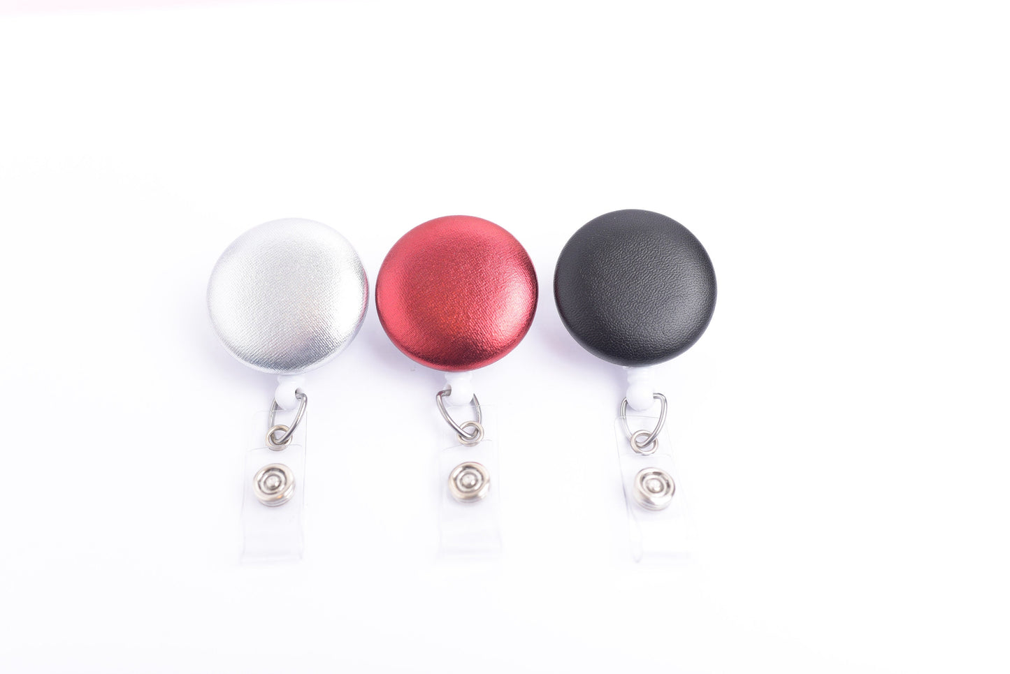Metallic Retractable Badge Reel- Ruby Red, Silver, or Black