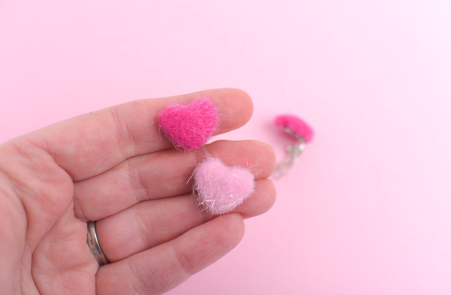 Fuzzy Heart Earrings in Studs or Clip Ons- Choose Your Color