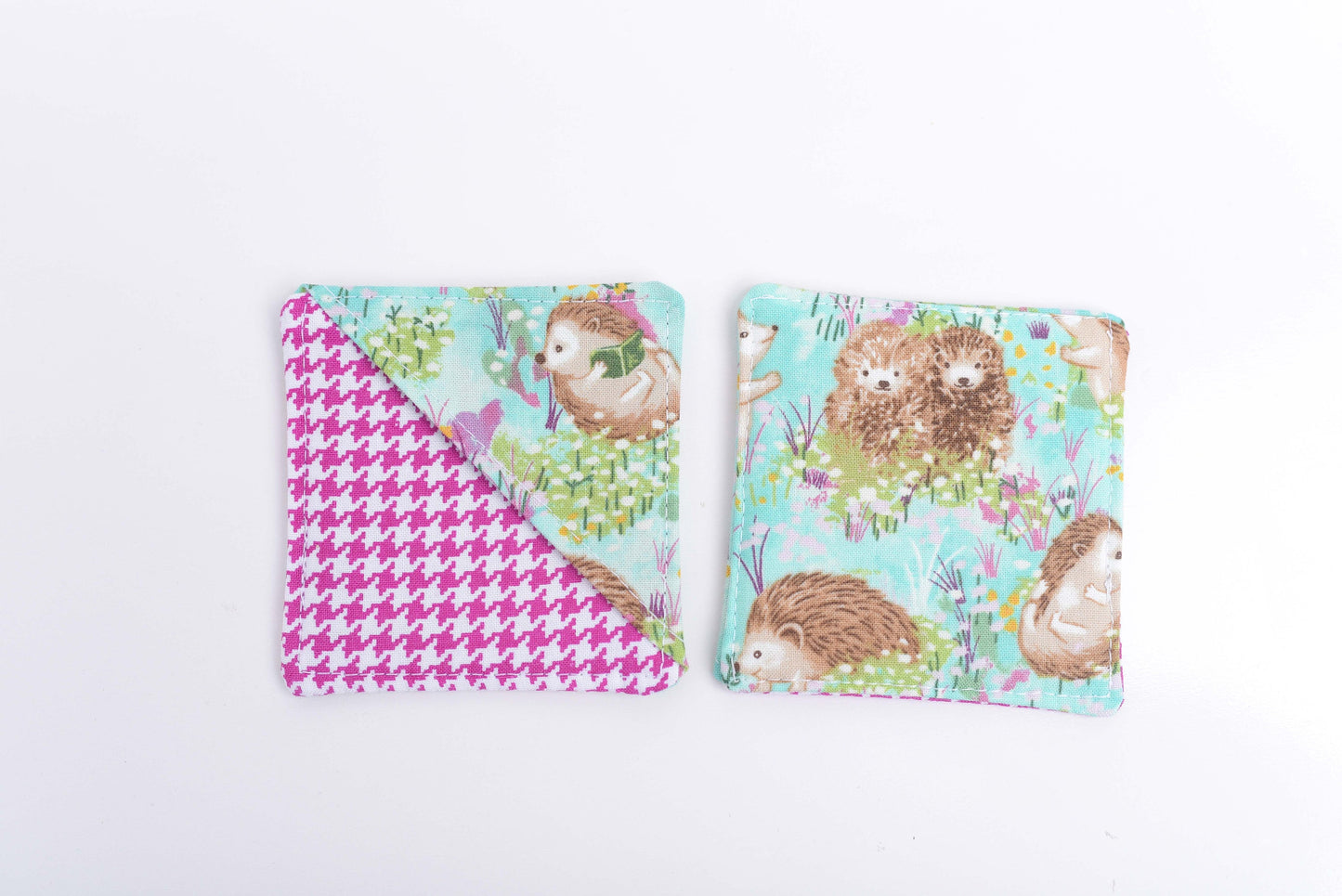 Hedgehog & Houndstooth Handmade Fabric Corner Bookmark