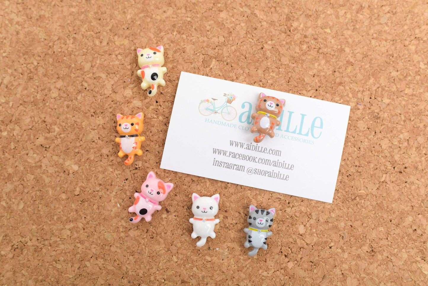 Little Cat Magnets OR Push Pins- Set of 6