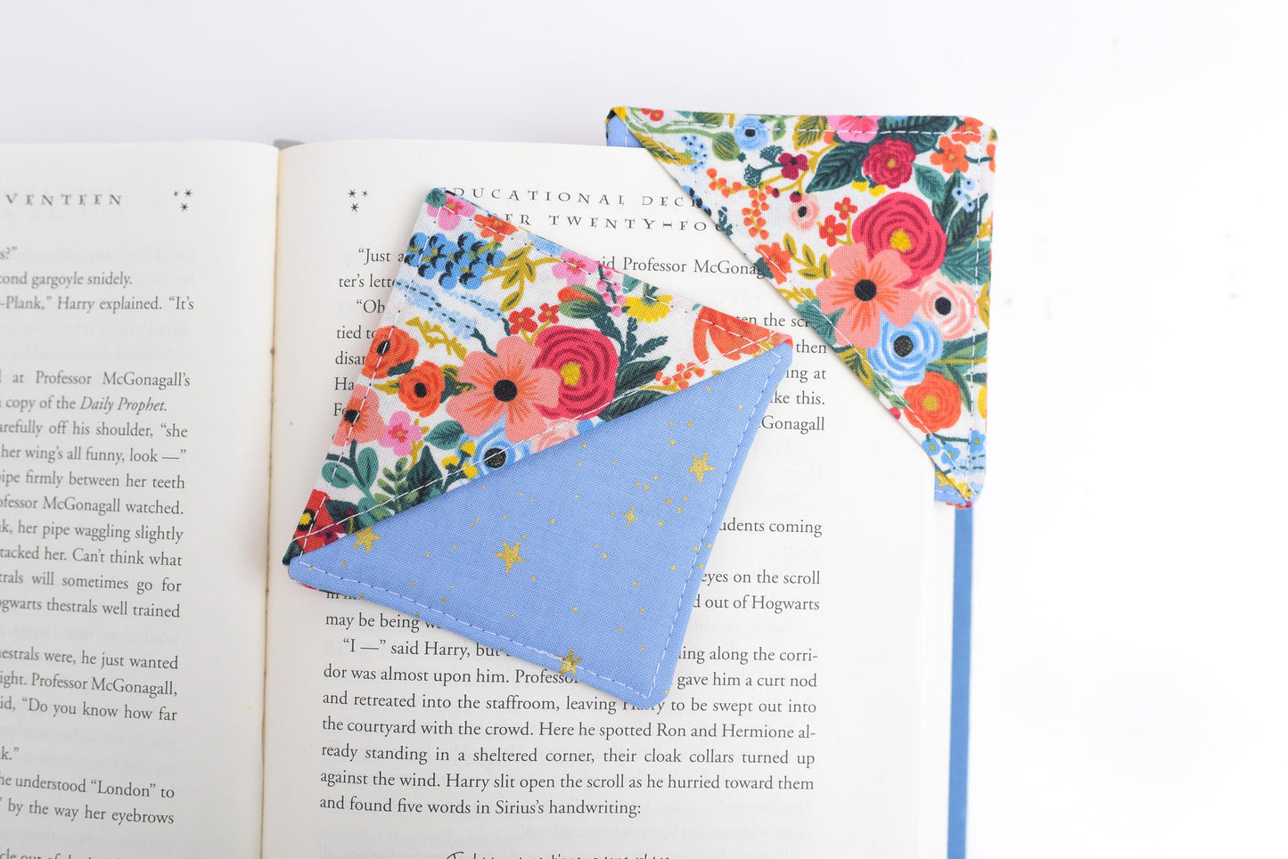 Wildwood & Perwinkle Star Fabric Corner Bookmark