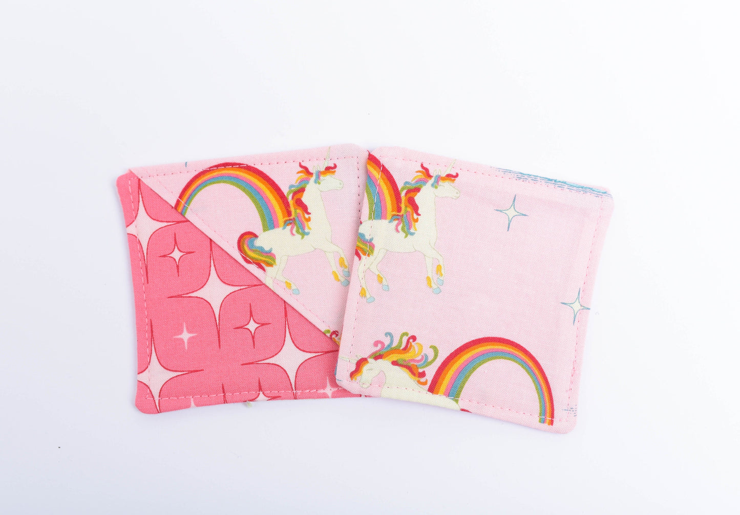 Rainbow Unicorn and Starburst Fabric Corner Bookmark