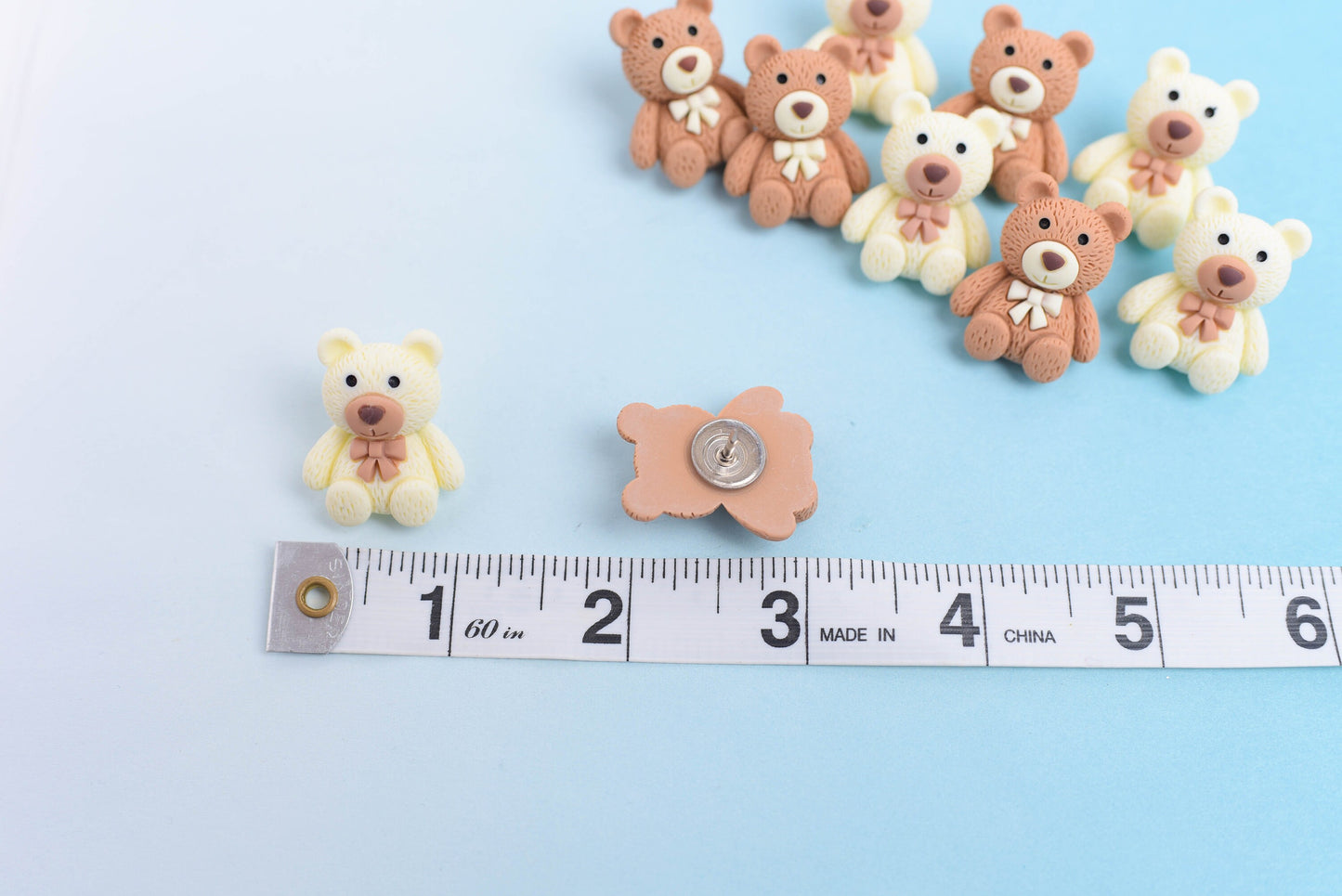 Teddy Bear Push Pins OR Magnets- Set of 10