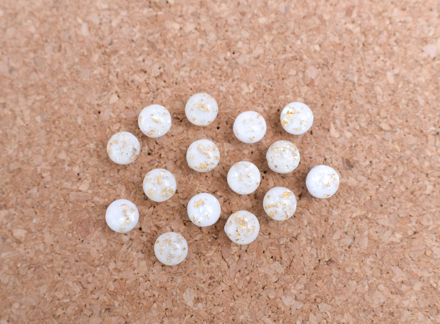 Cream and Gold Flecked Resin Push Pins- Set of 15