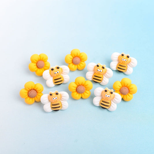 Flower and Bee Magnets OR Push Pins- Set of 10