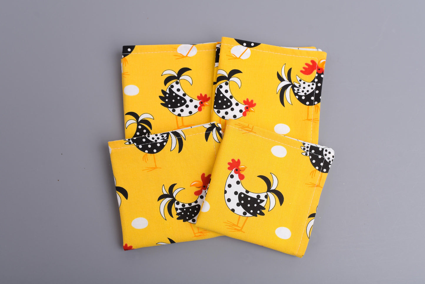 Chicken 9" Cocktail Napkins with a Reversible Chicken Wire Print- Set of 4