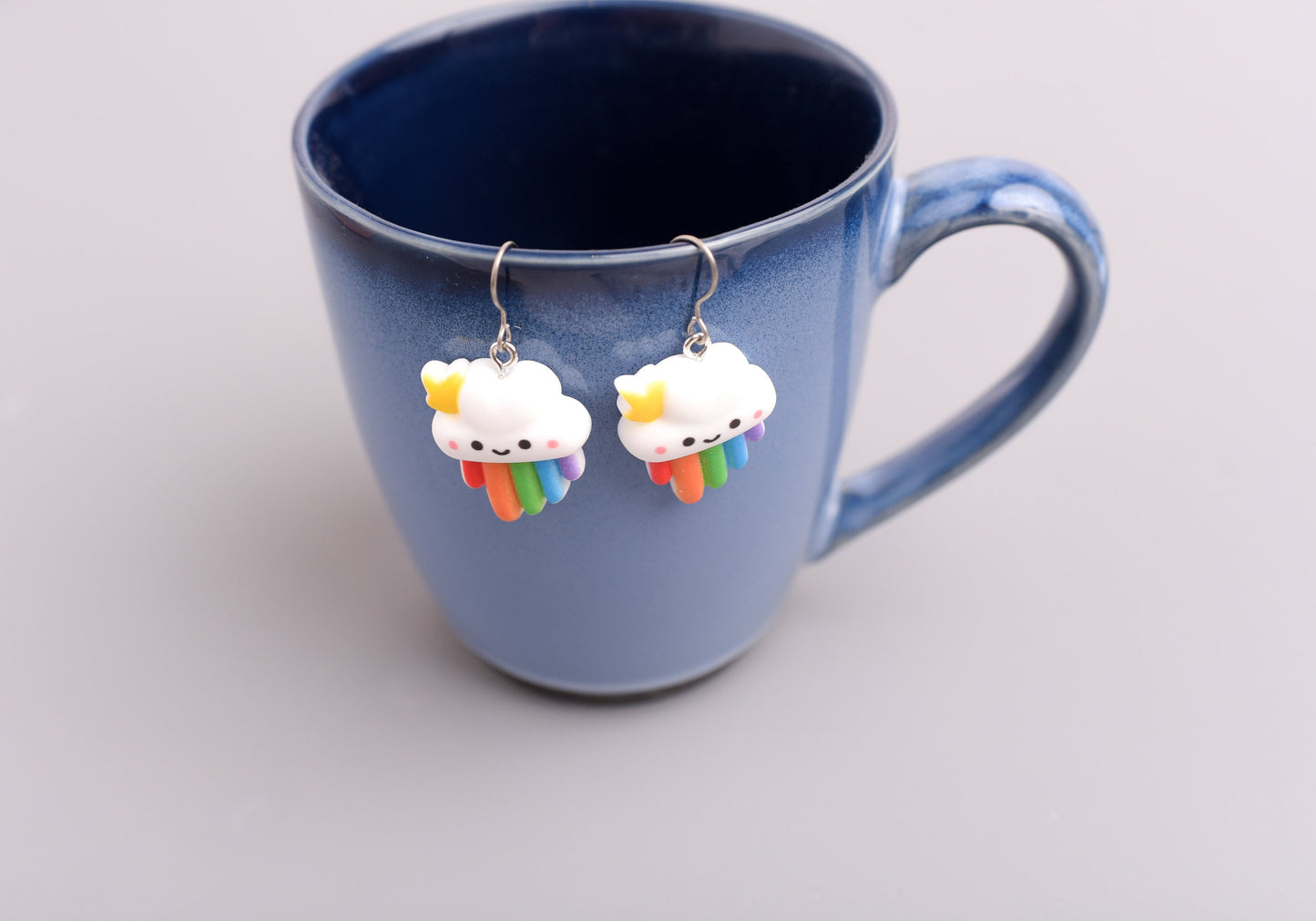 Kawaii Rainbow Dangle Earrings with Titanium Ear Wires
