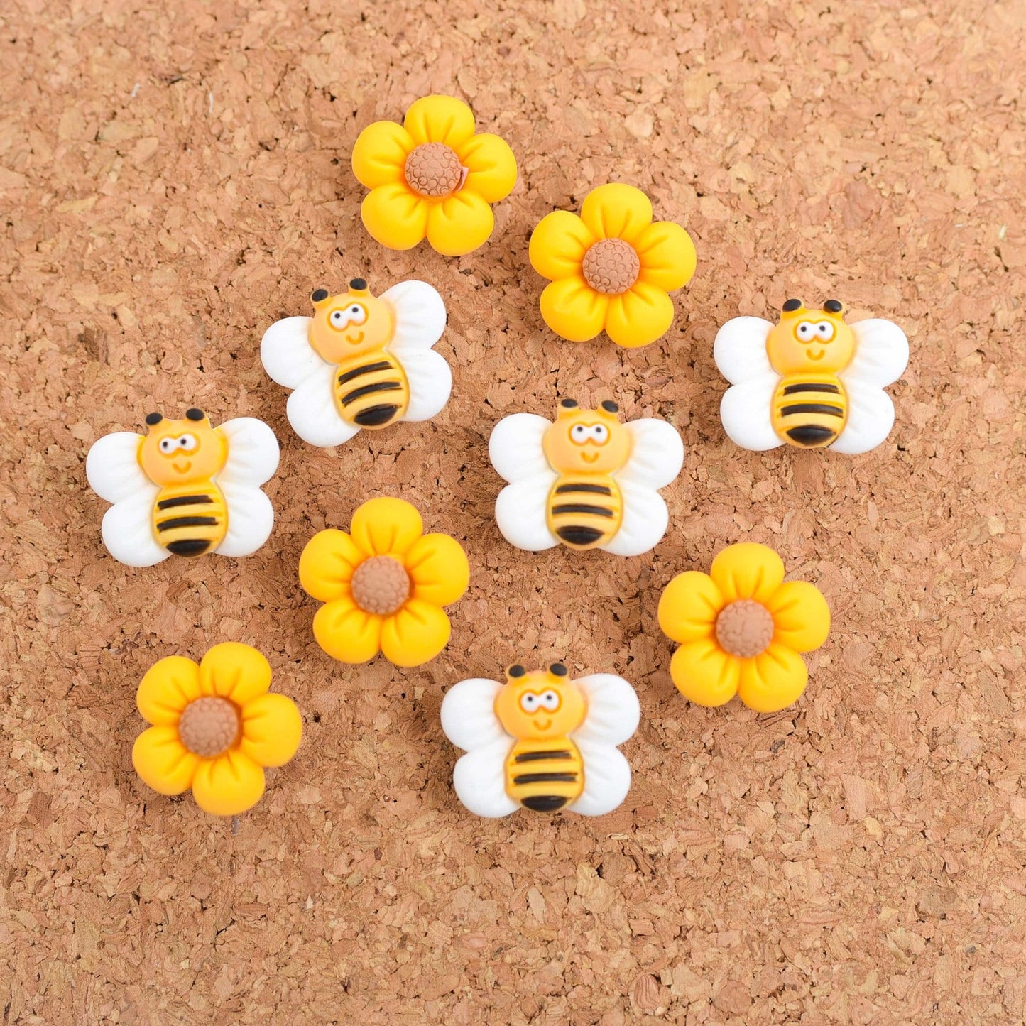 resin bee and flower push pins