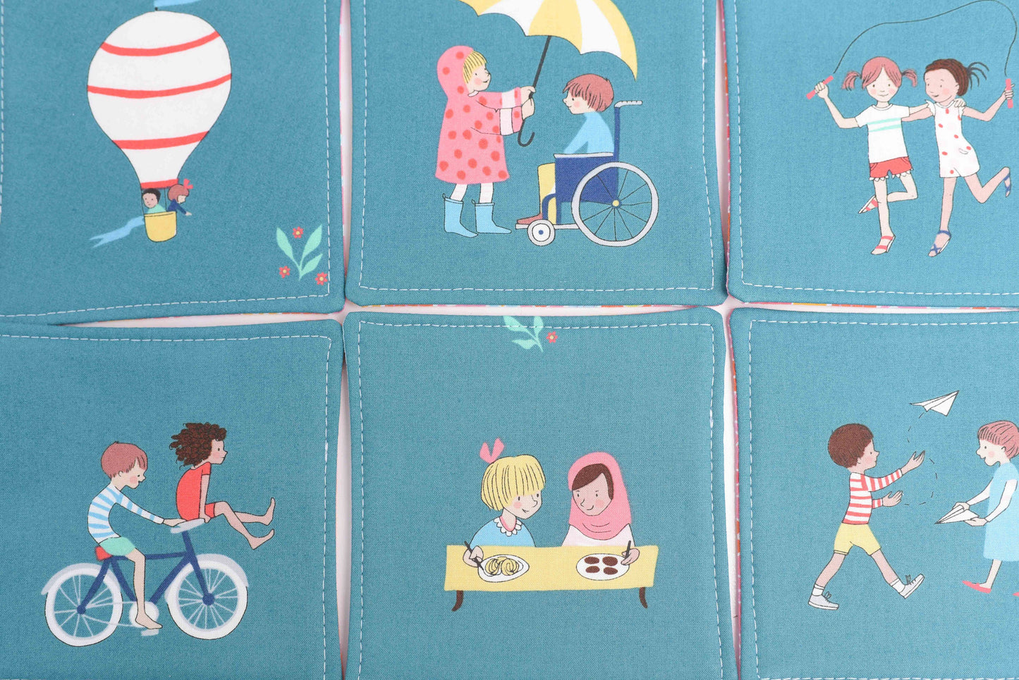 Inclusive Children Reversible Fabric Coasters- Set of 6