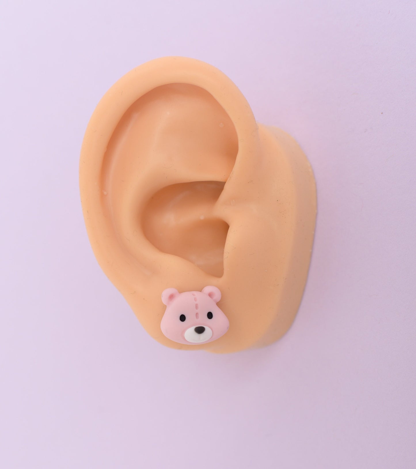 Pink Teddy Bear Earrings with Titanium Posts