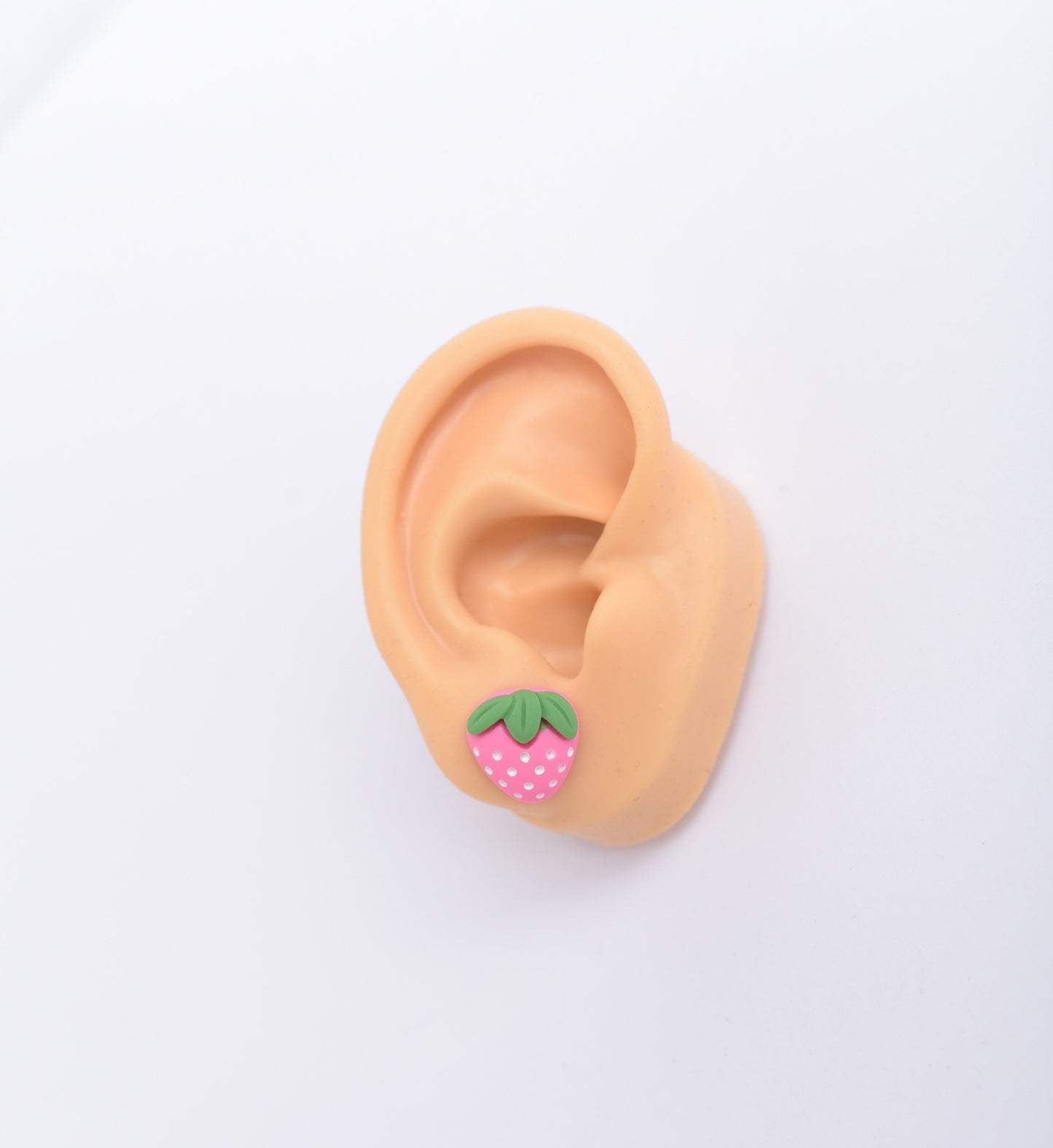 Pink Strawberry Earrings with Titanium Posts
