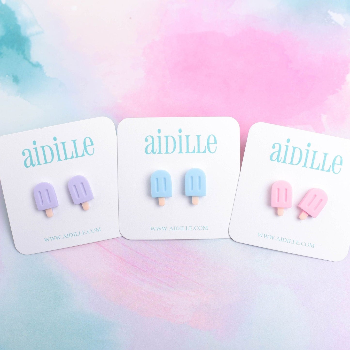 Big Pastel Popsicle Earrings with Titanium Posts- Blue, Pink, or Purple