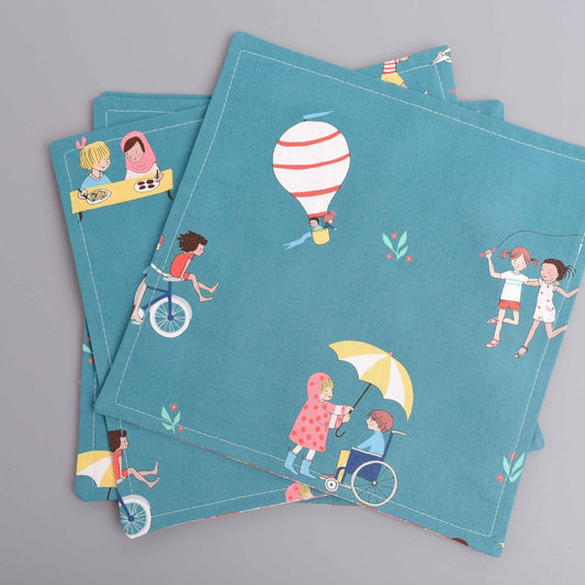 Inclusive Kids 9" Lunchbox Reversible Cloth Napkins- Set of 4