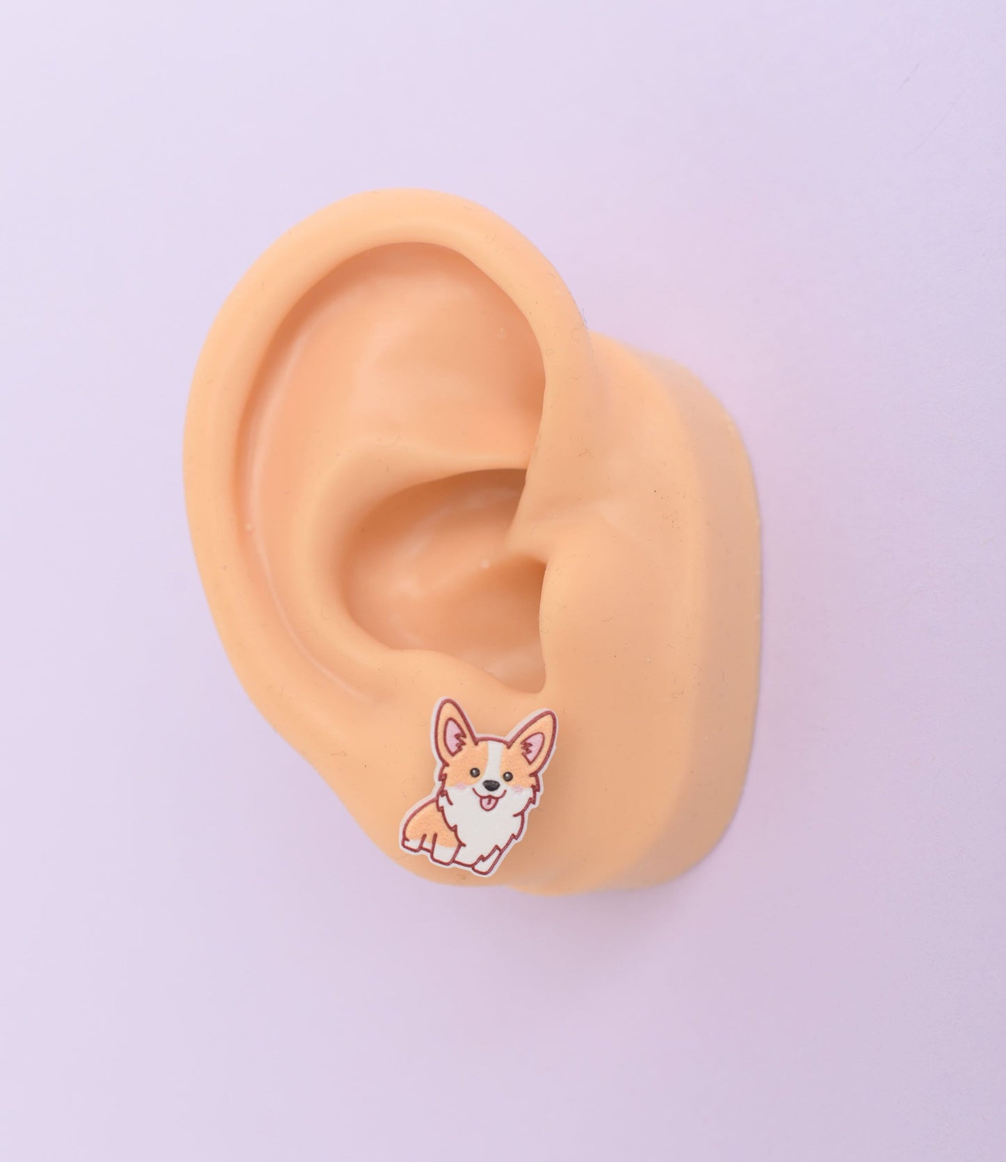 Acrylic Corgi Dog Earrings with Titanium Posts