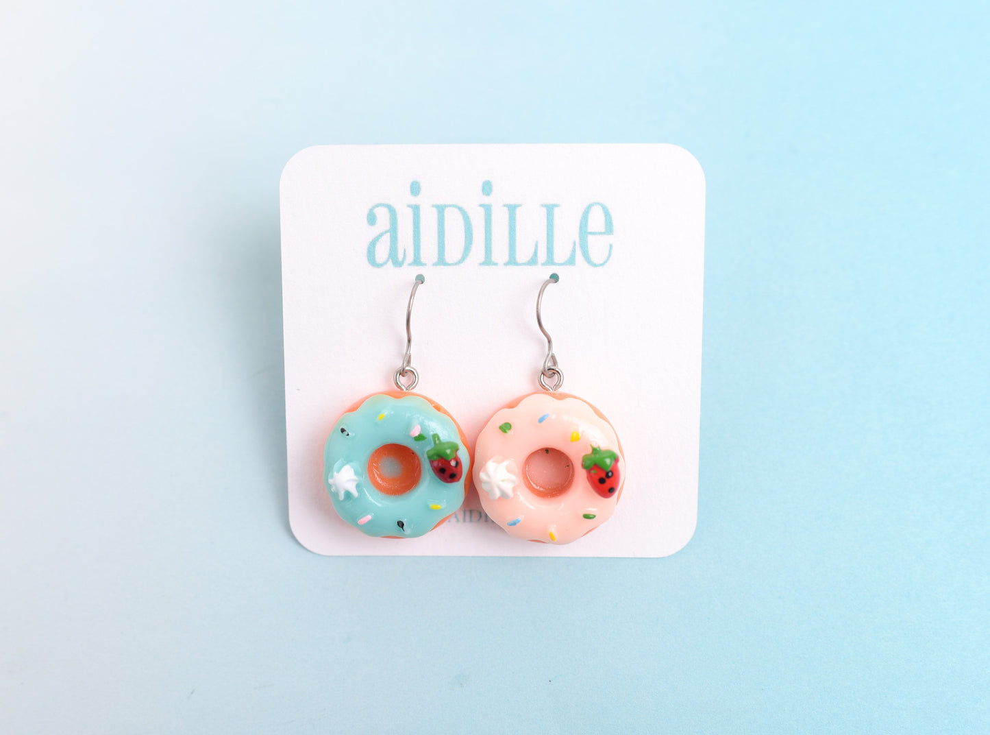 Kawaii Donut Earrings with Titanium Ear Wires- Choose Your Mismatched Set