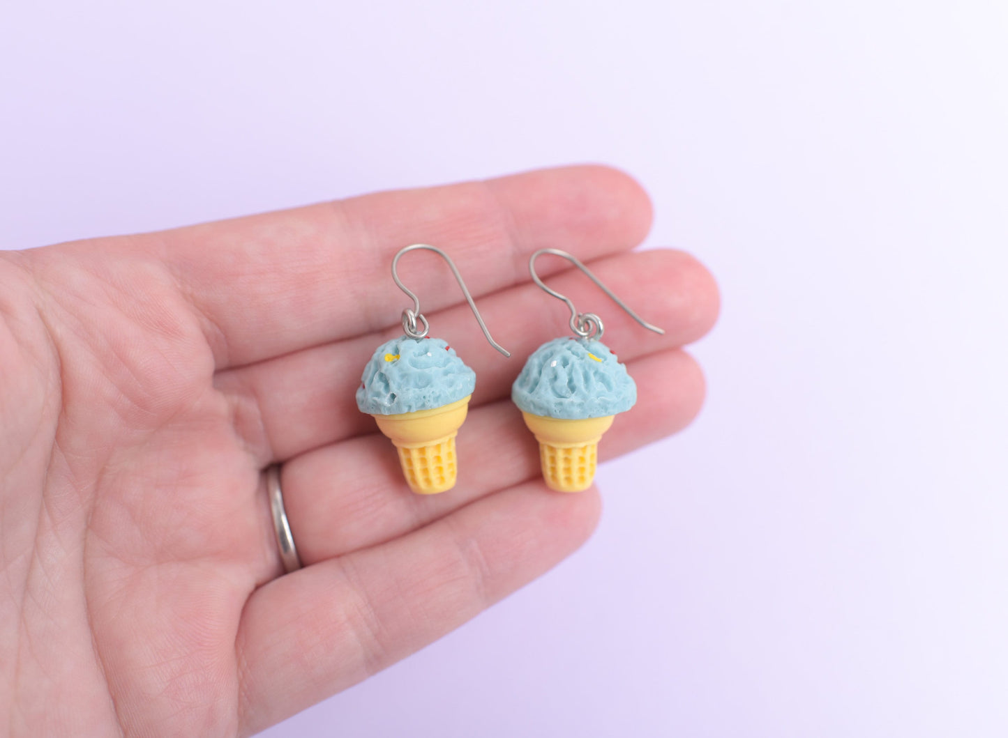Ice Cream Cone Dangle Earrings with Titanium Ear Wires- Choose Your Color