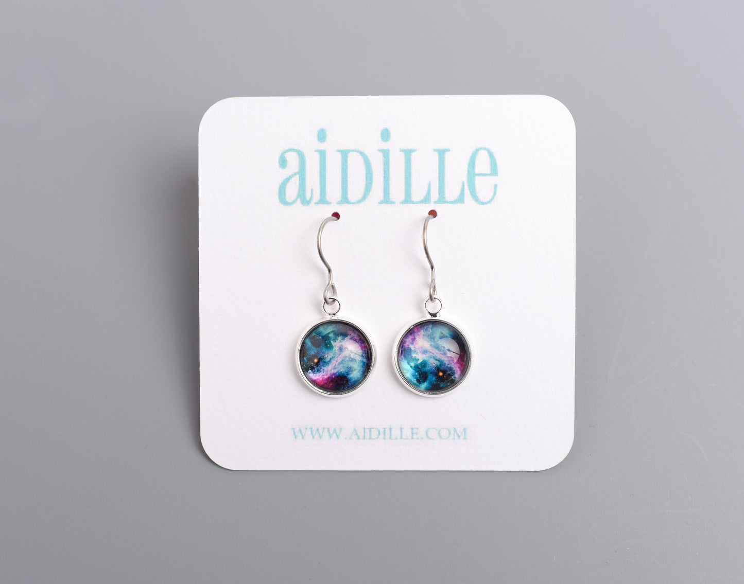 Galaxy Space Dangle Earrings with Titanium Ear Wires