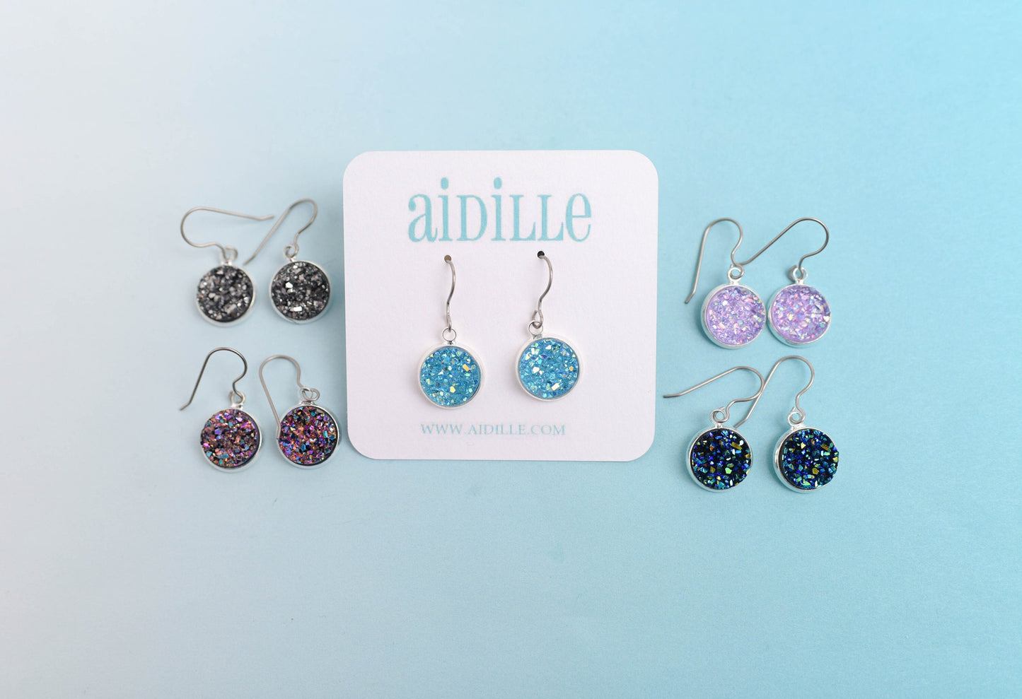 Choose Color Druzy Dangle Earrings with Titanium Ear Wires