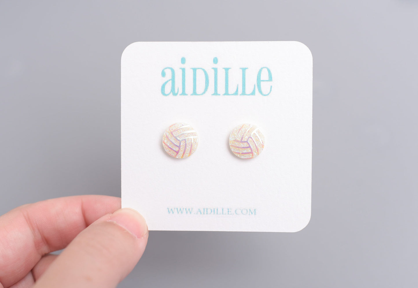 Sparkle Volleyball Earrings- Choose Glitter Dangles or Studs