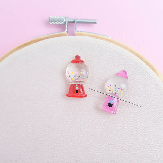 Resin Gumball Machine Needle Minder, Choose Pink or Red Retro Candy Novelty Magnetic Needle Holder, Magnetic Gumball Pin