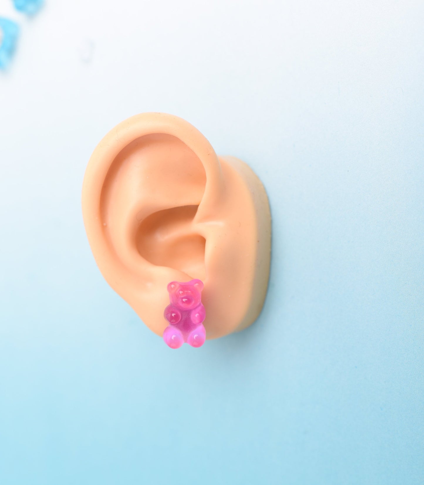 Blue, Purple, & Pink Gummy Bear Earring (Medium Size) Trio with Titanium Posts