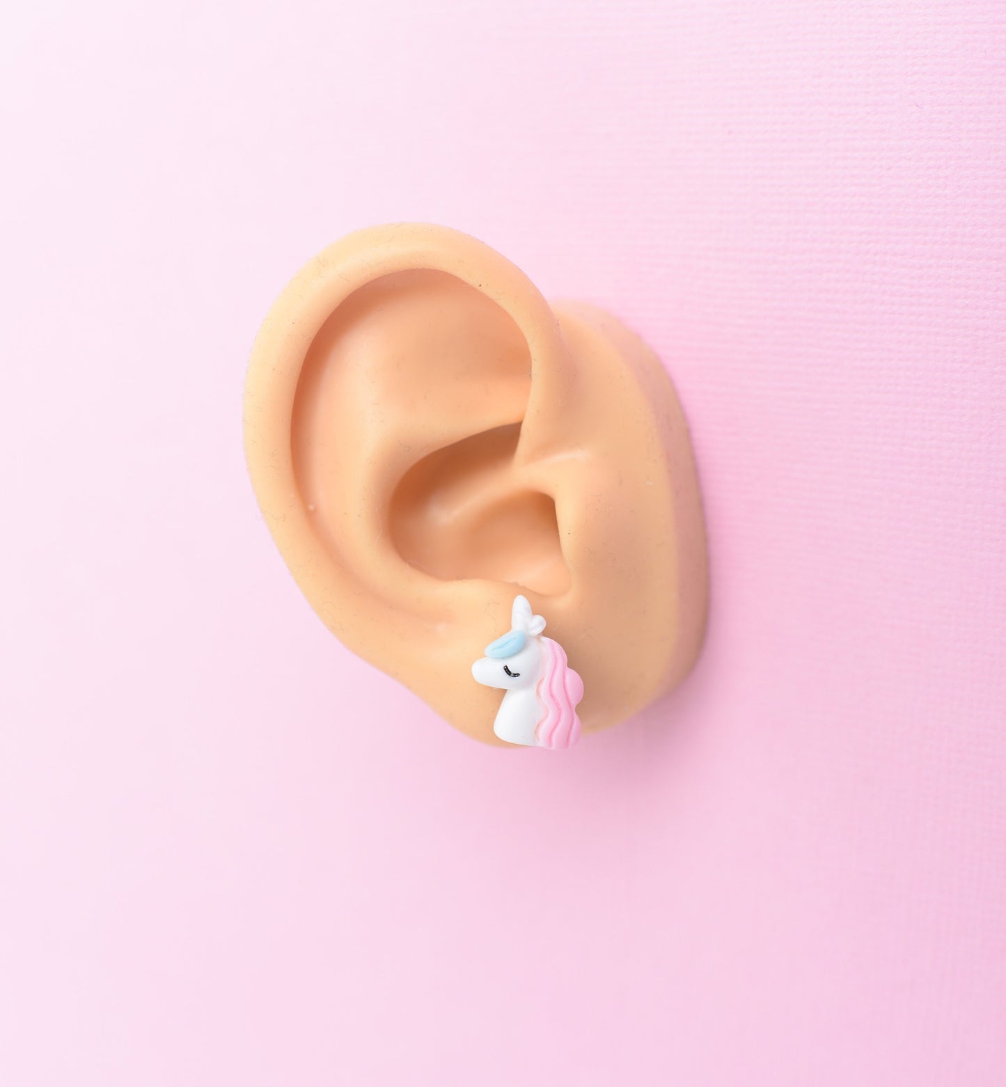 Pink Pig, Unicorn, and Bunny Animal Earring Trio with Titanium Posts