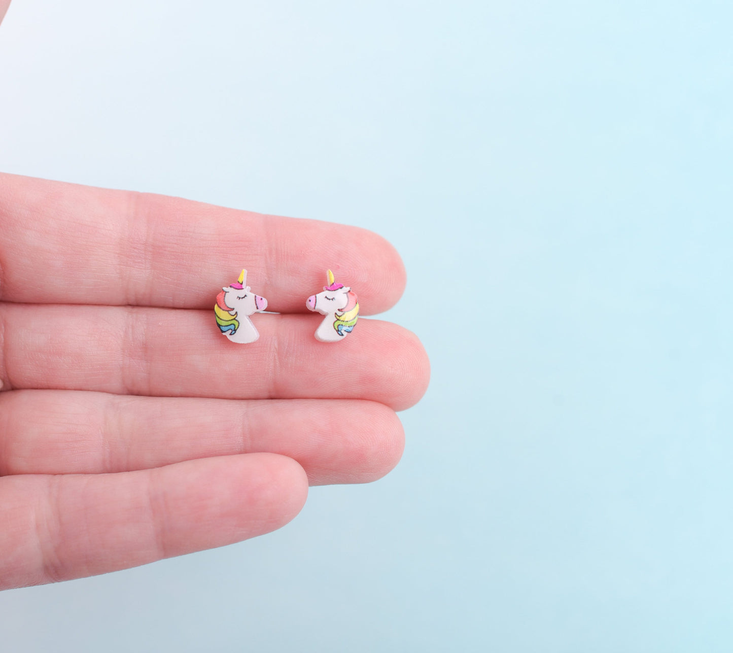Mini Rainbow Unicorn Earrings with Titanium Posts
