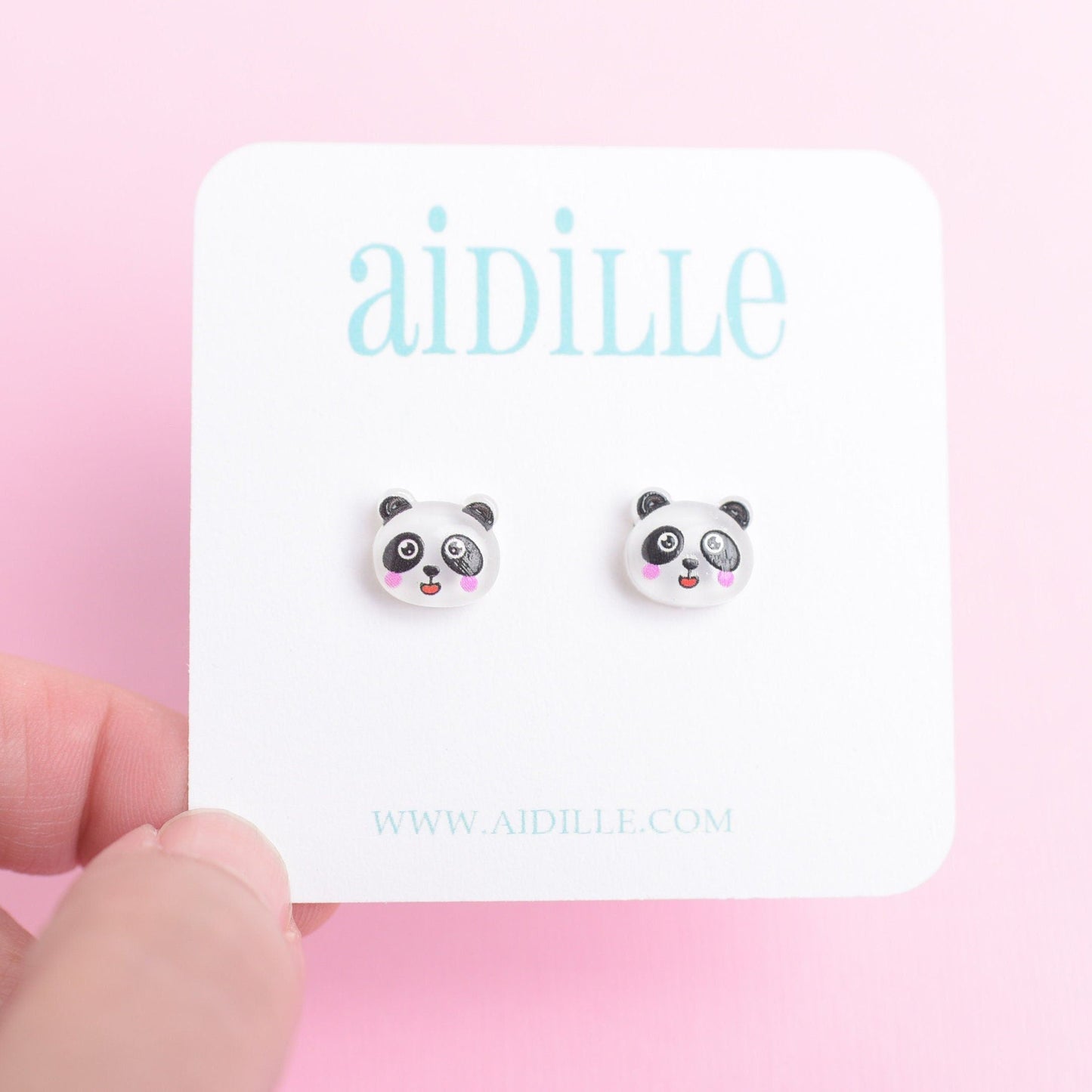 Little 10mm Panda Earrings with Titanium Posts