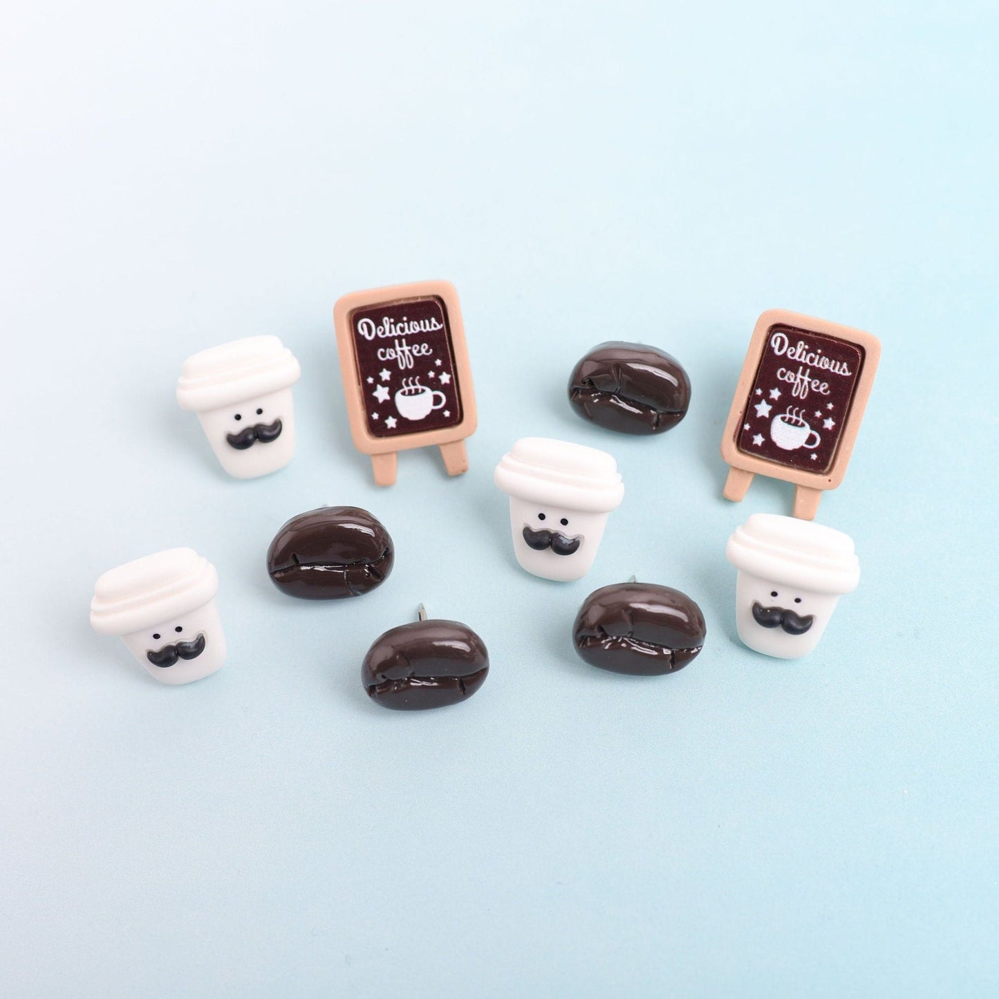 Coffee Shop Push Pins or Magnets- Set of 10