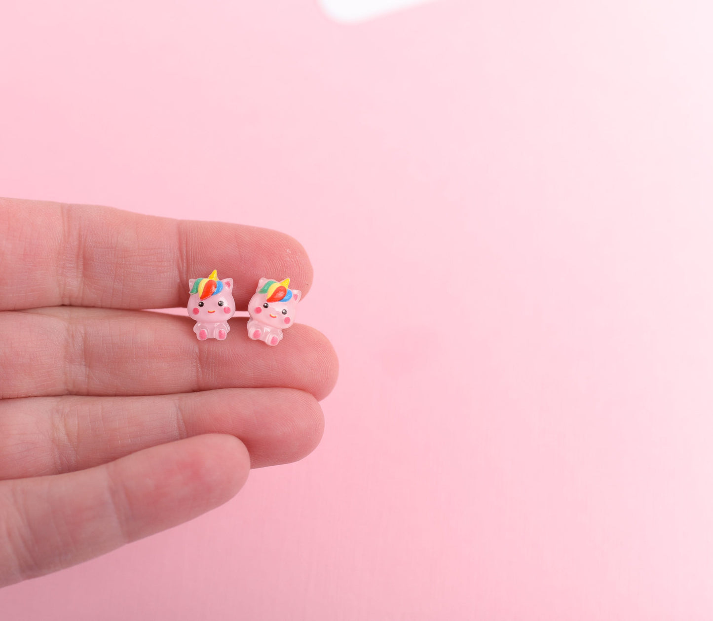 Pink Unicorn Earrings with Titanium Posts