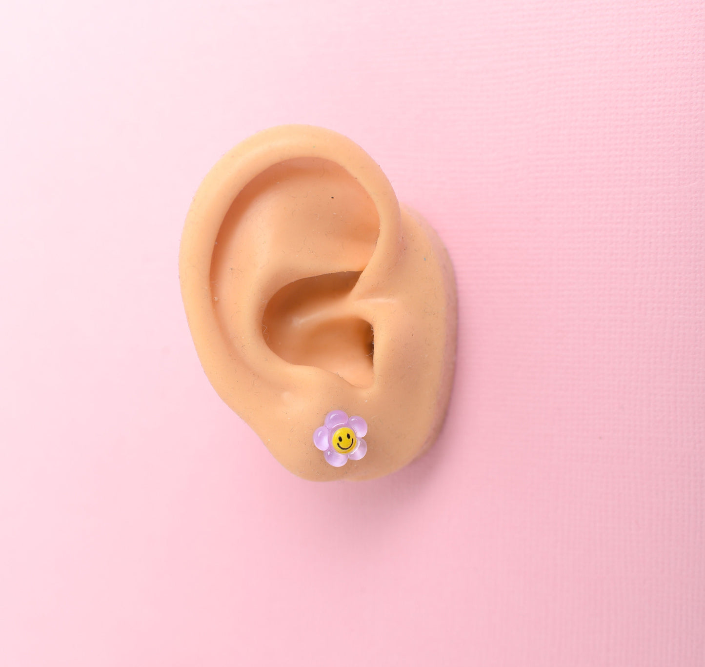 Mini Happy Face Flower Earring Trio with Titanium Posts