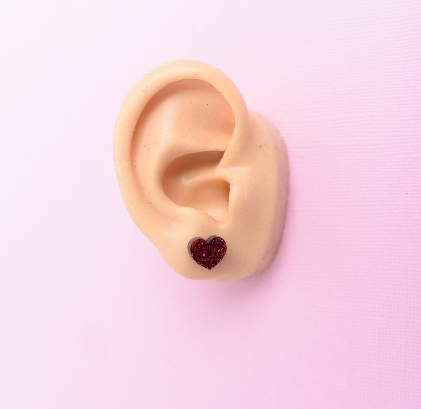Glitter Acrylic Heart Earrings- Pink or Red