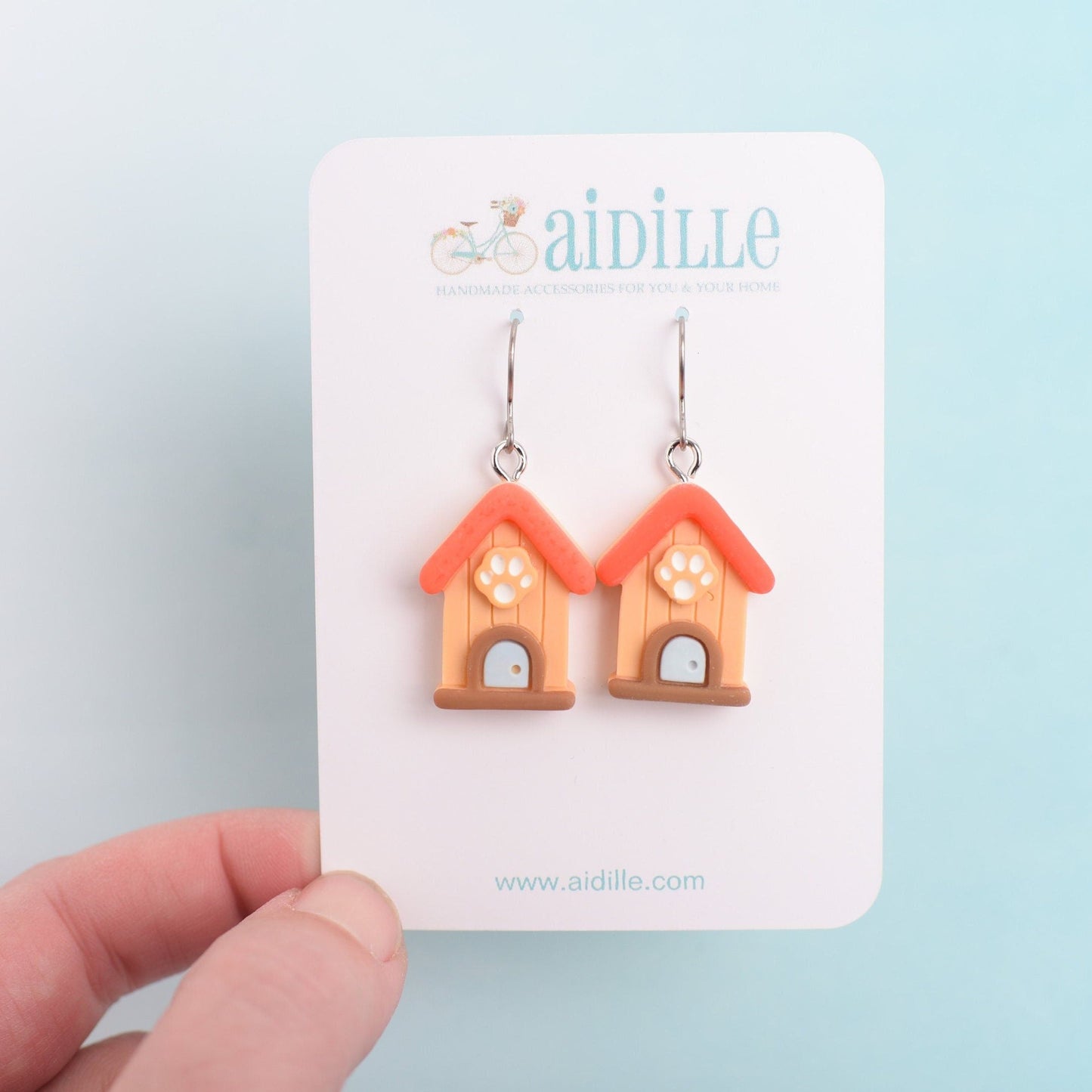 Resin Doghouse Dangle Earrings with Titanium Ear Wires