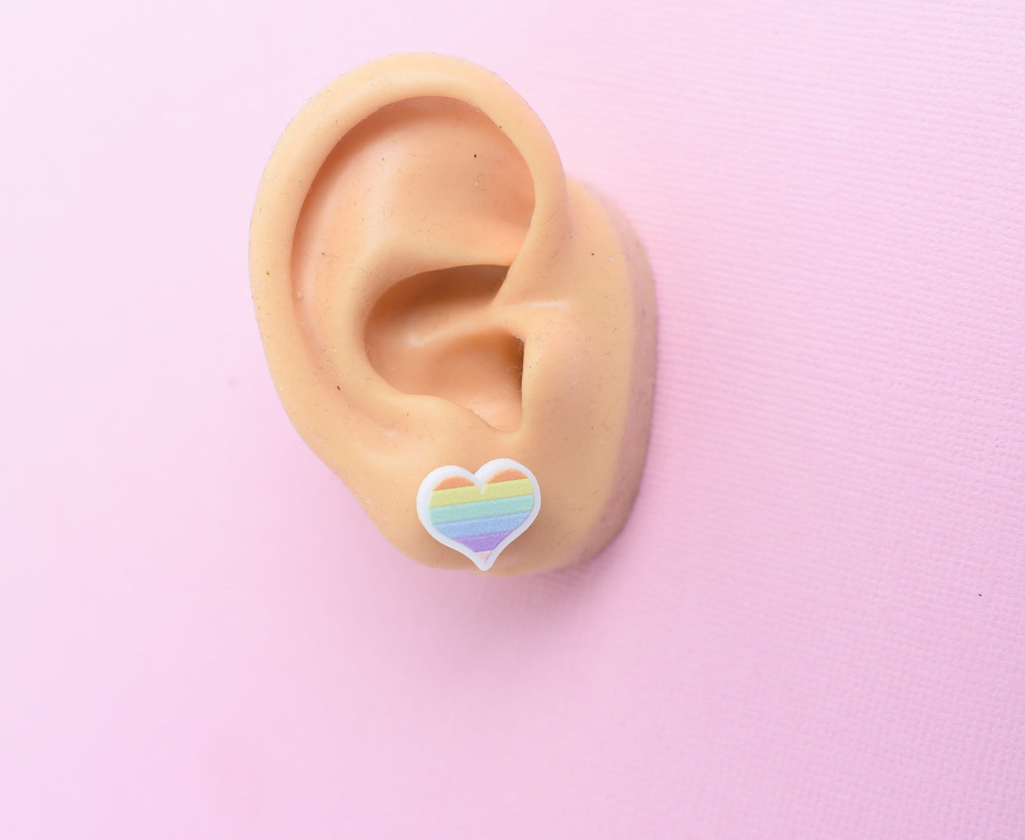 Pastel Rainbow Heart Earrings with Titanium Posts
