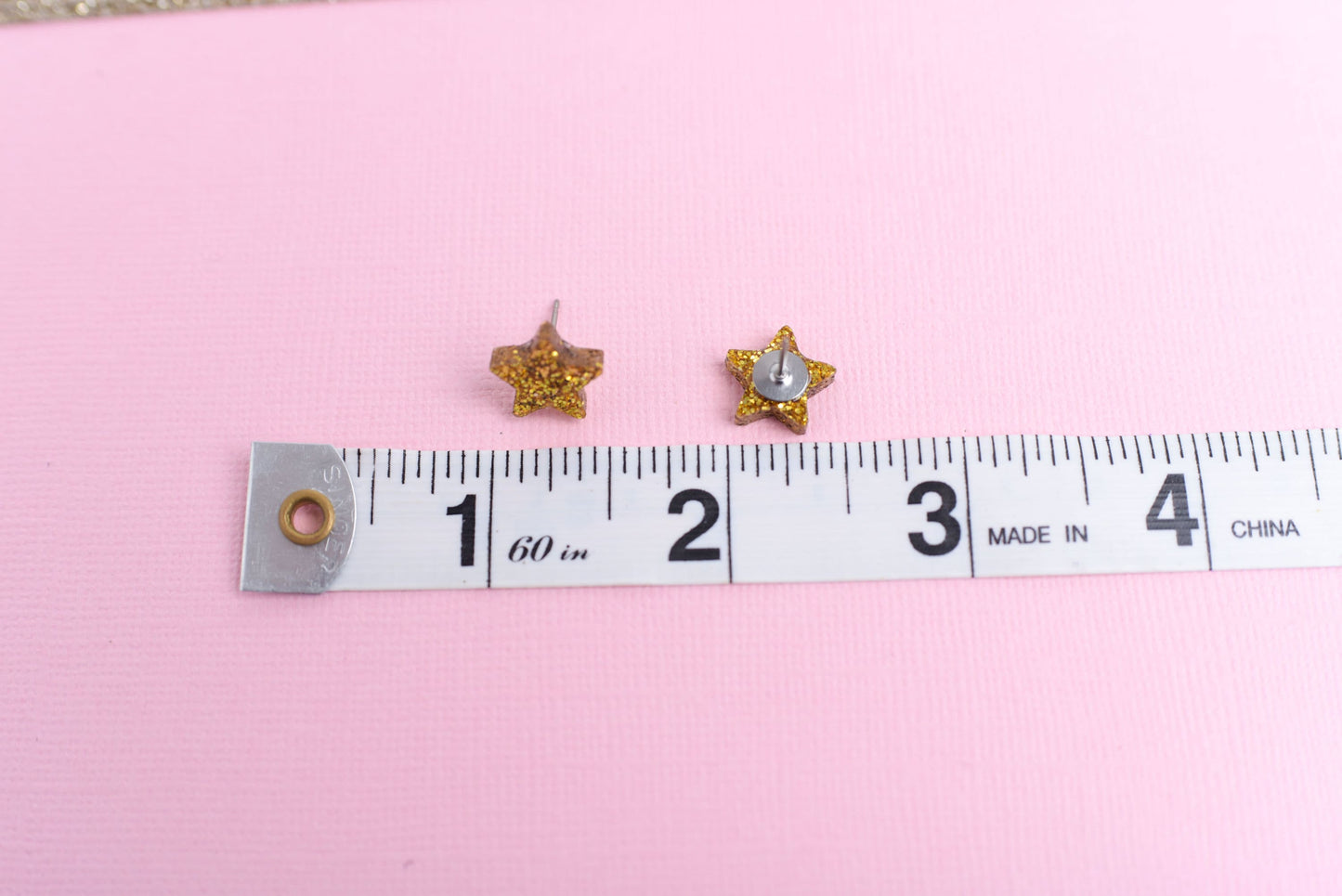 Glitter Gold Star Earrings with Titanium Posts
