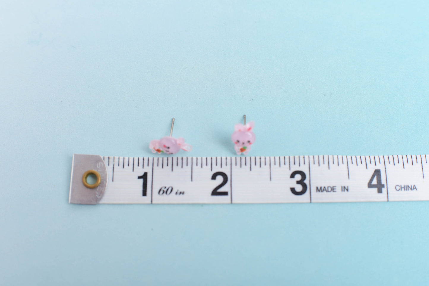 Little Pink Bunny with Carrot Earrings with Titanium Posts