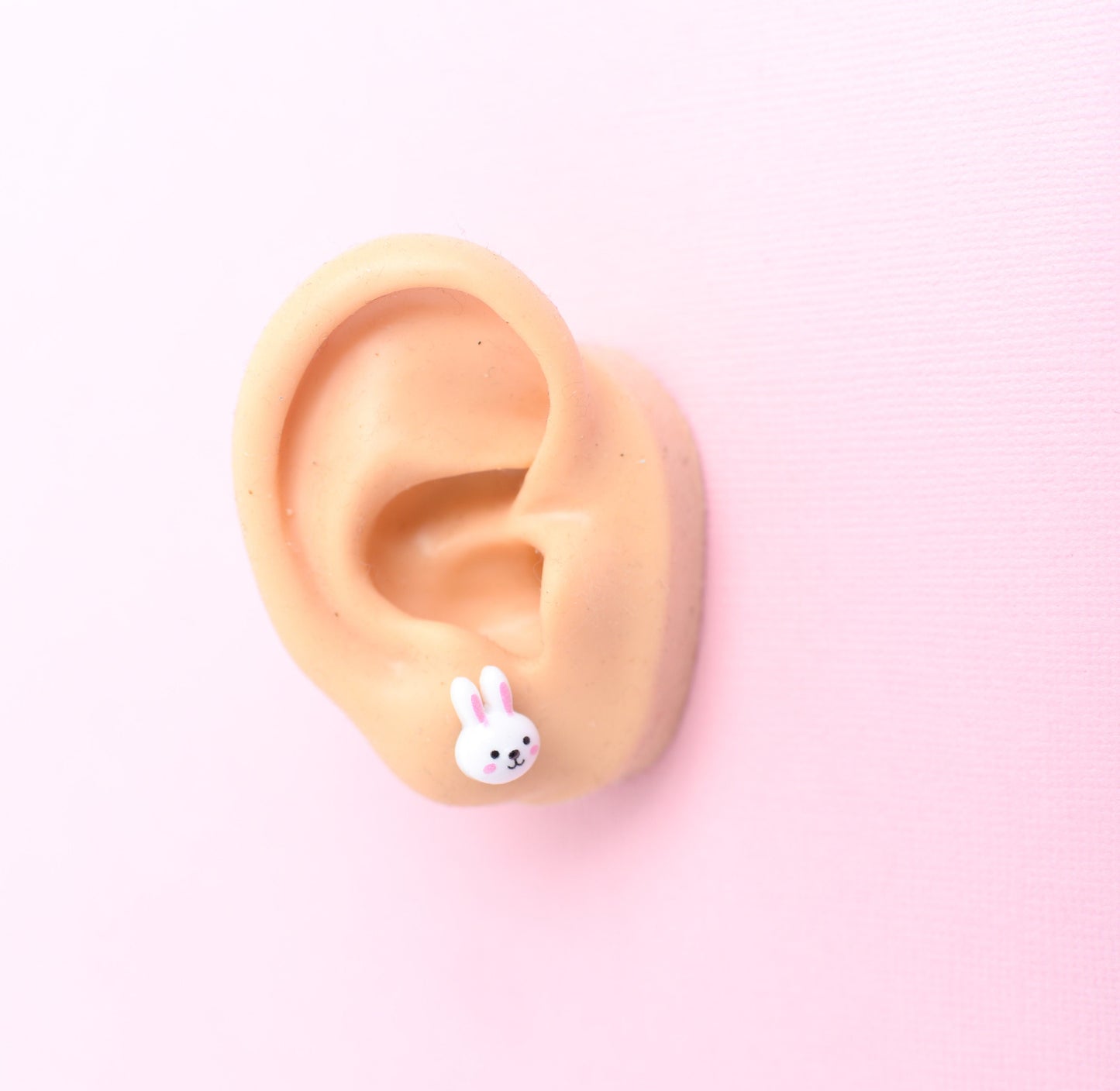 White Rabbit Earrings with Titanium Posts