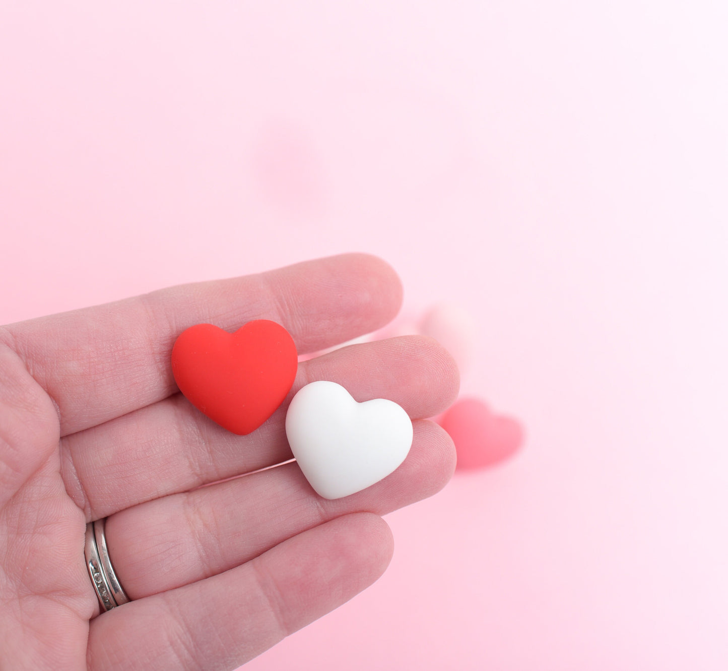 Puffy Heart Push Pins in Pink, Red, and White- Set of 10